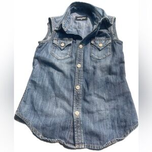 DSQUARED2 Girls' Sleeveless Denim Button-Down Shirt - Light Blue